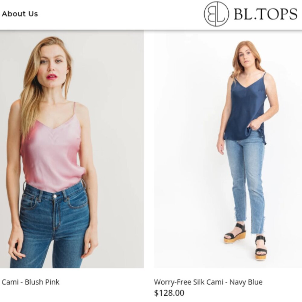 BL.TOPS 3 silk cami Lot, Pink, blue & black Size Large